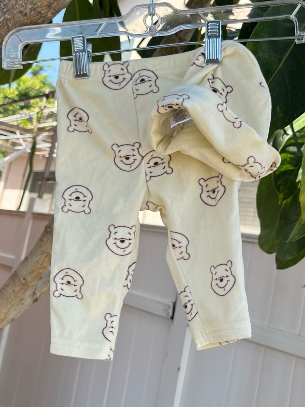 Disney Baby Winnie the Pooh Velour Graphic Pants with a Matching Beanie.
